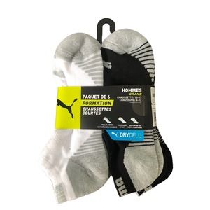 PUMA Men's Socks 6 Pack Training Low Cut Black Grey White 10-13 Drycell ($)3269